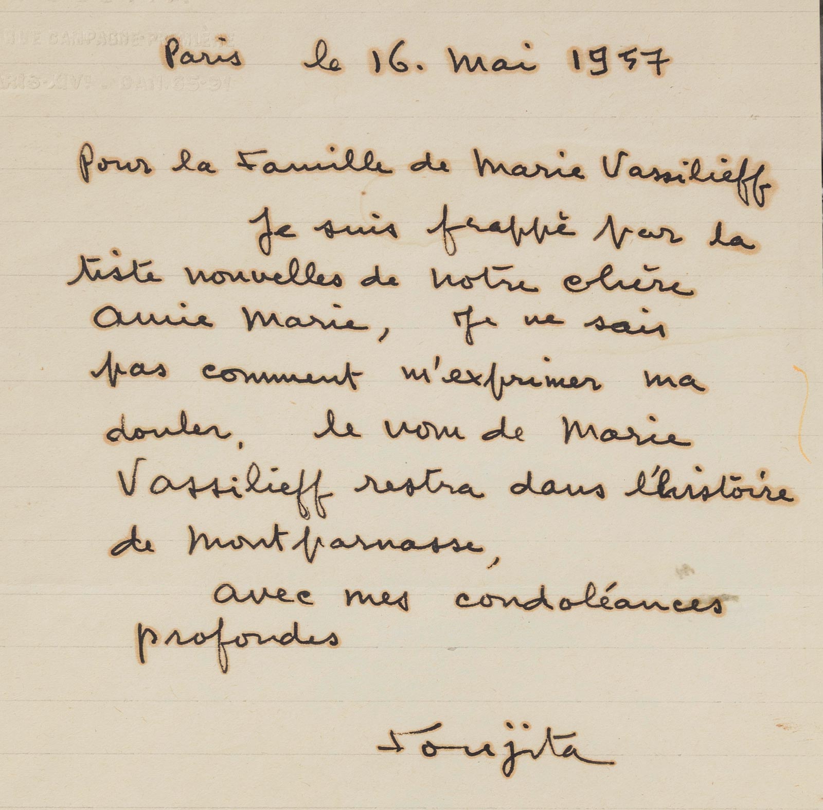 Boris Lipinitzki, Marie à Paris, 1953 Condoléances de Foujita, 1957
